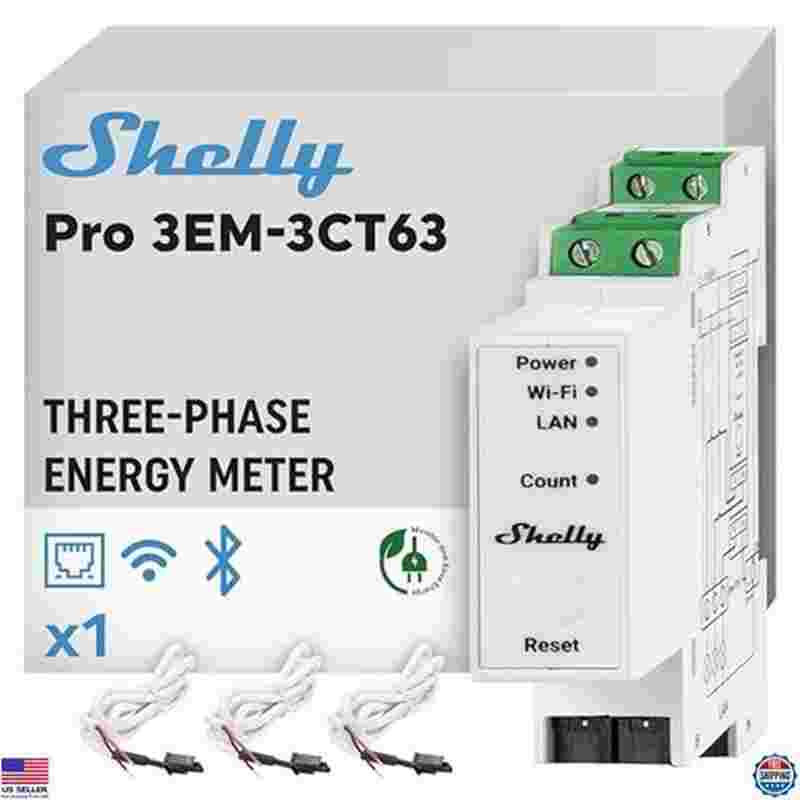 Shelly Pro 3Em 3Ct 63 | Wi-Fi & Lan 3-Phase Smart Energy Meter | Din ...